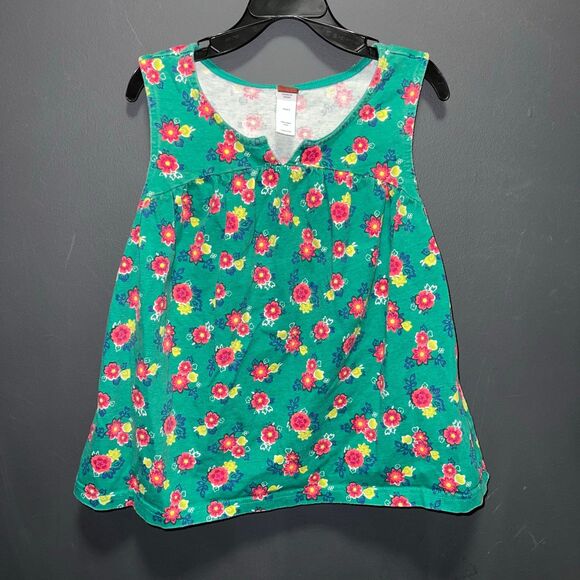 Tea Collection Girls Sleeveless Top size 8 Green Pink Floral Tank - Picture 1 of 5